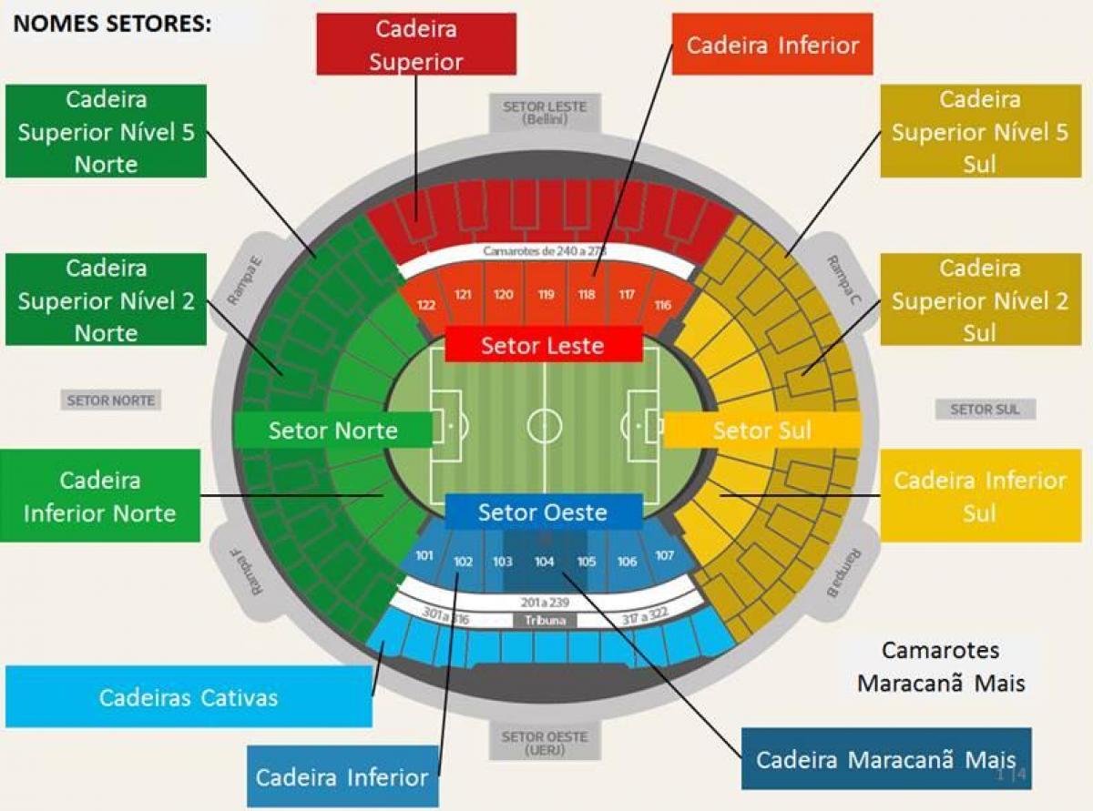 מפה של Maracanã stadium secteurs