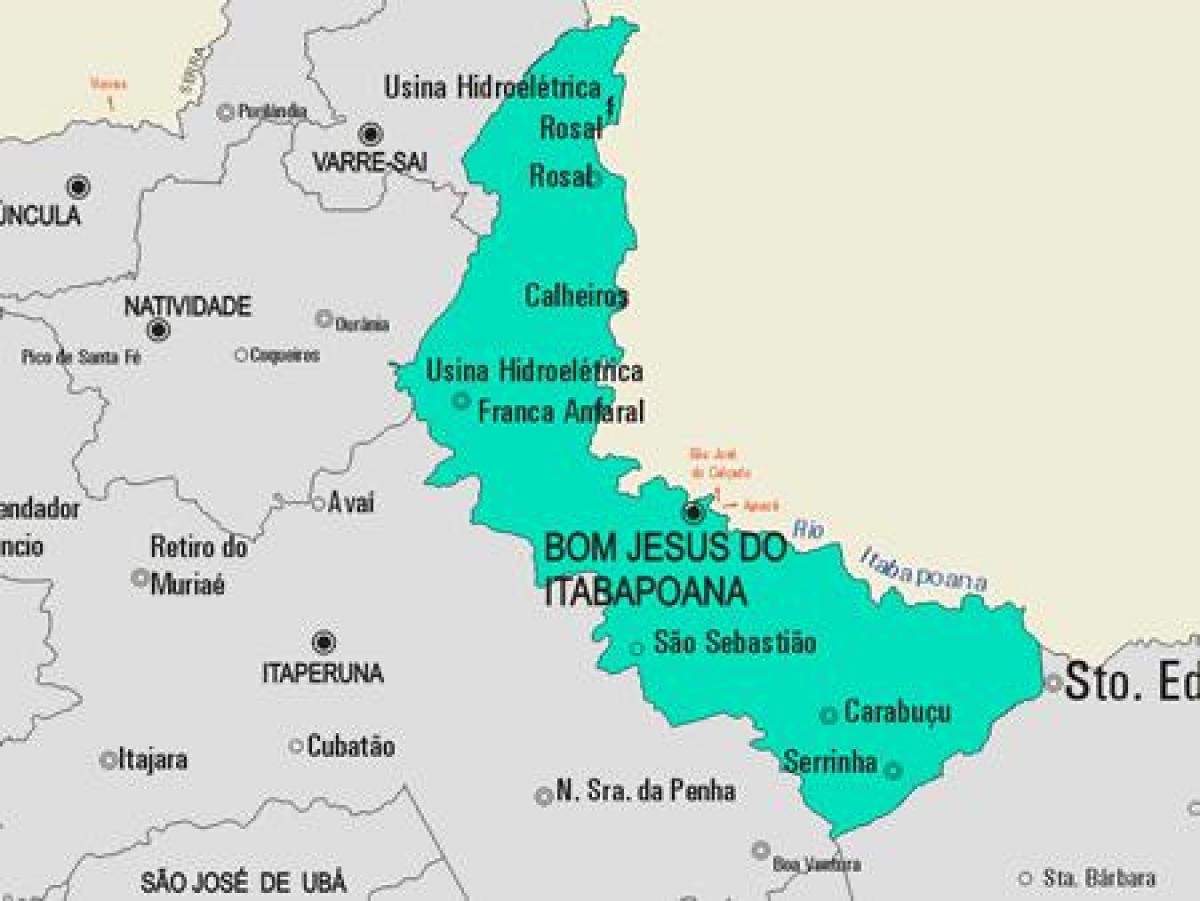מפה של Bom ישוע לעשות Itabapoana עיריית