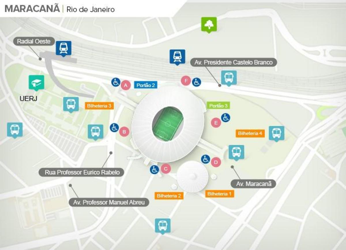 מפה של Maracanã stadium accès