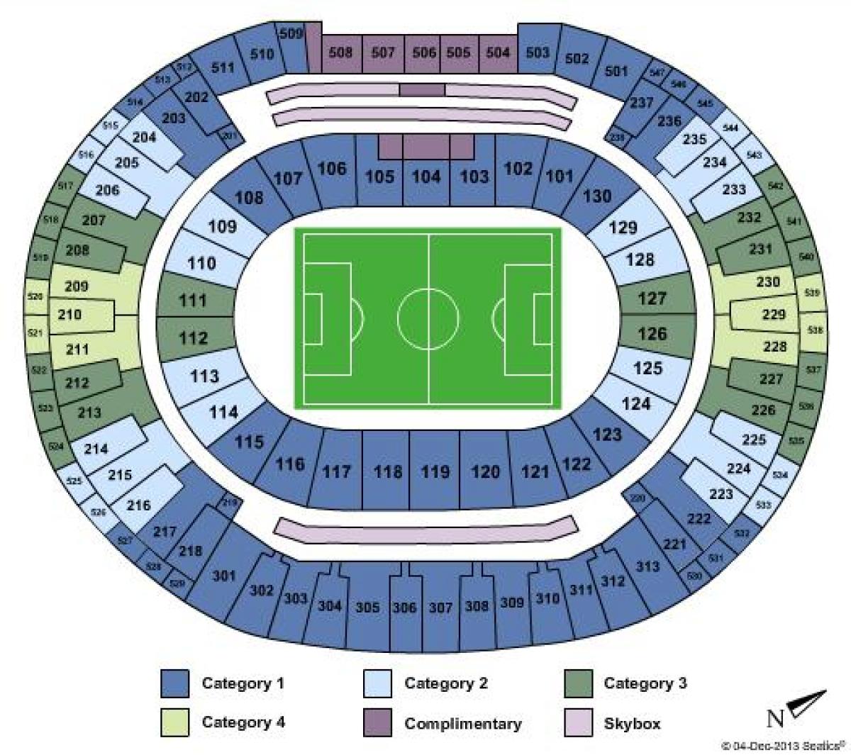 מפה של Maracanã stadium sièges