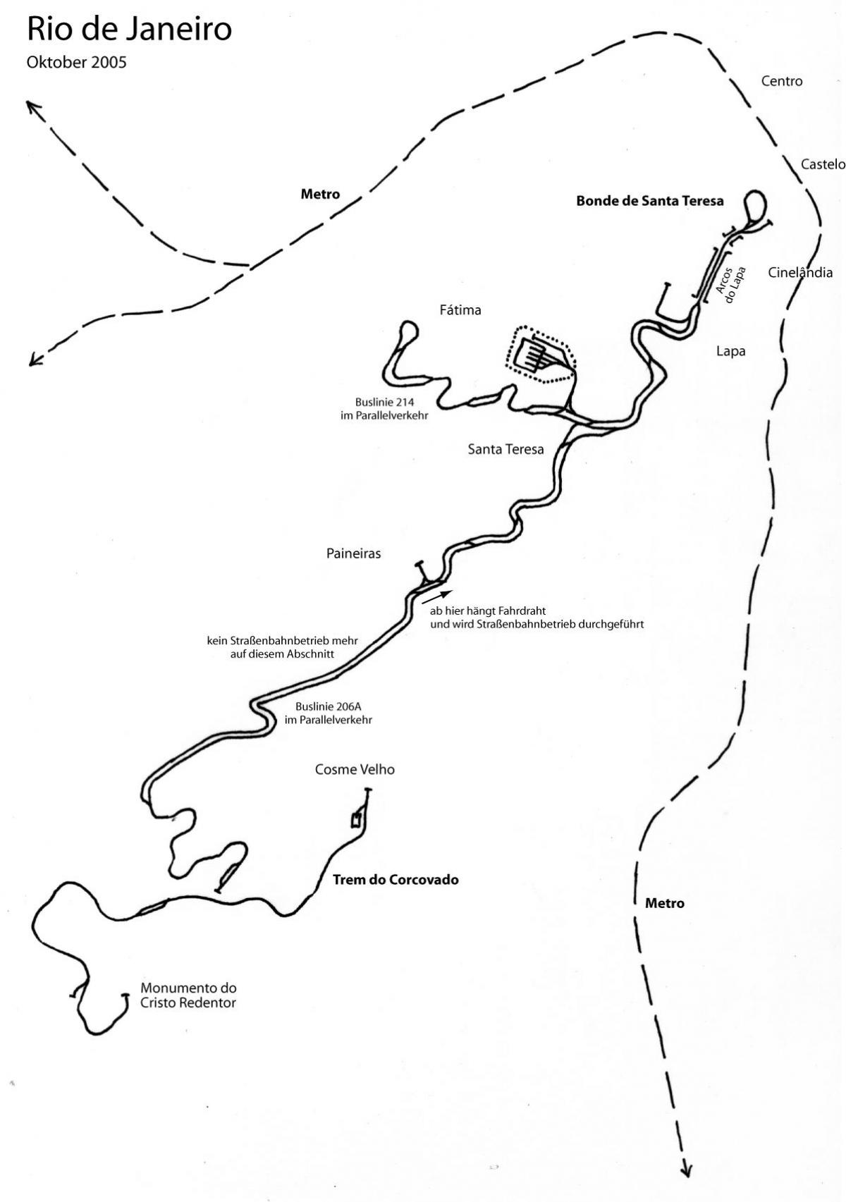 מפה של Santa Teresa tram