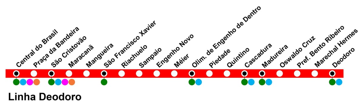 מפה של SuperVia - קו Deodoro
