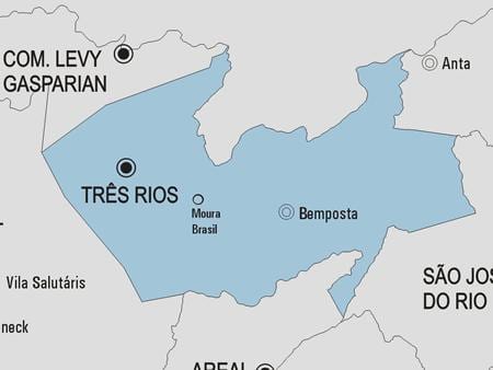 מפה של Três ריוס עיריית