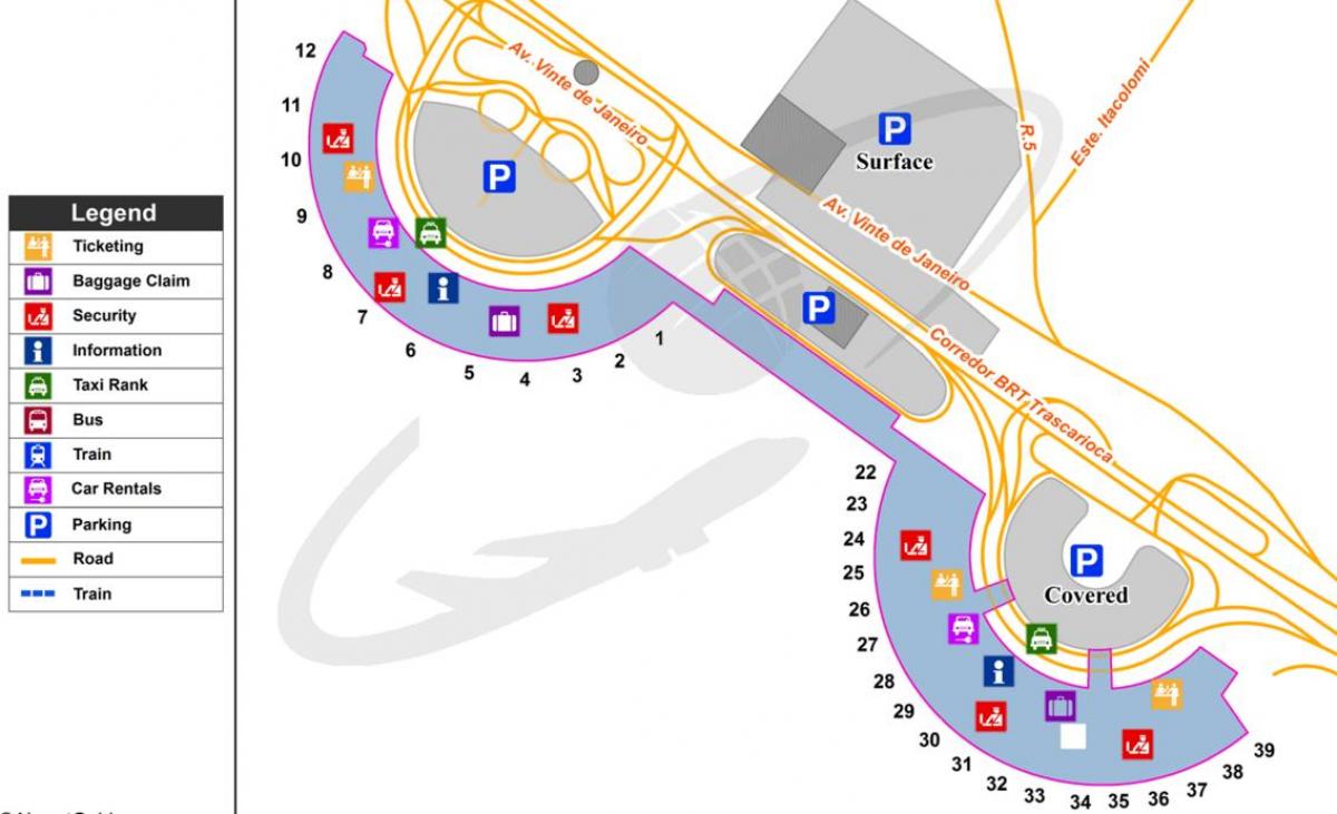 מפה של נמל התעופה הבינלאומי של ריו דה ז ' ניירו