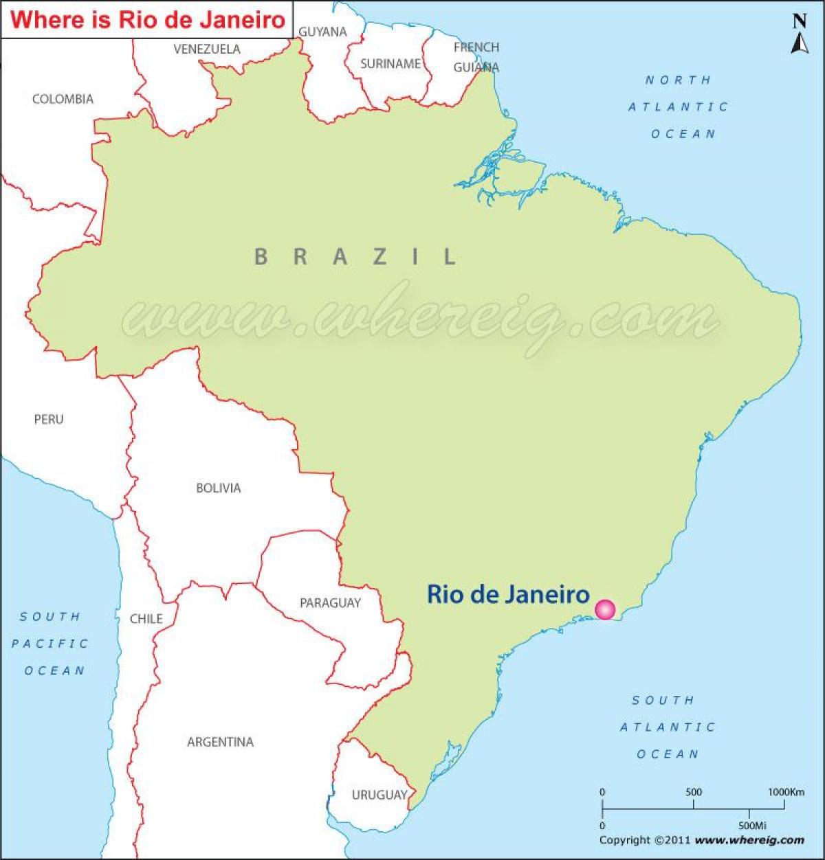 מפה של ריו דה ז ' ניירו על ברזיל