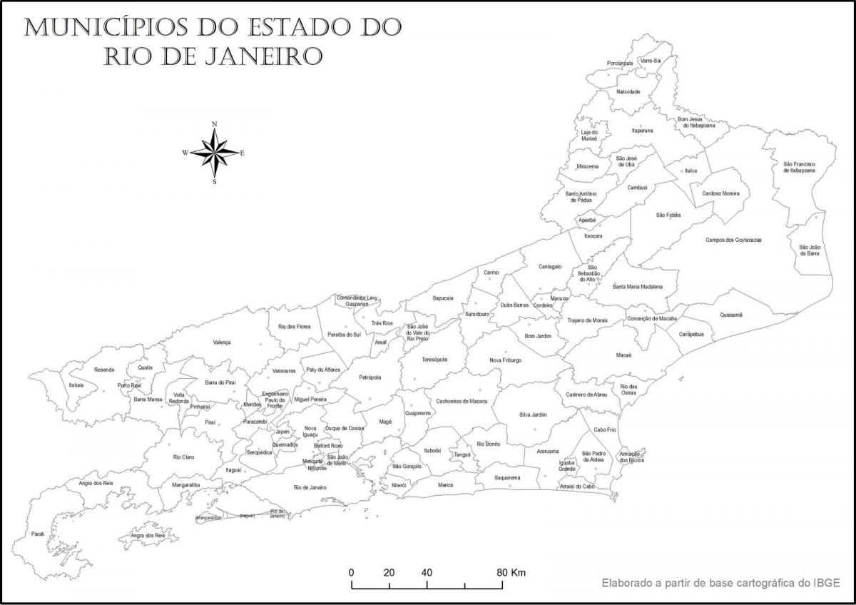 מפה של ריו דה ז ' ניירו שחור ולבן