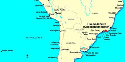 מפה של ריו דה ז ' ניירו בדרום אמריקה.